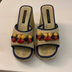 Women summer wedges open toe espadrille size 10